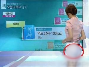 韩国女主播穿透视装播奥运 金敏智露内裤