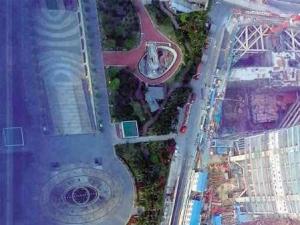 ​广州花城广场卫星地图似猪头 猪鼻子原是音乐喷泉